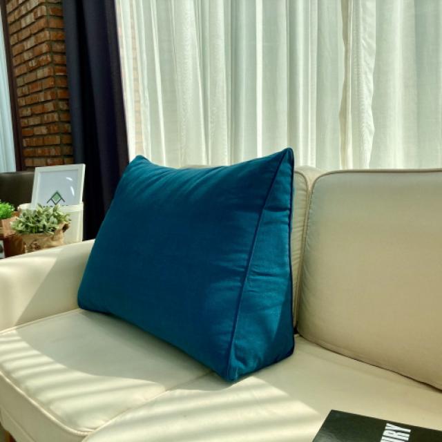 호옴 순면대형 삼각 트라이앵글침대등쿠션 기대미 세모베개 집순이 삼각등받이헤드쿠션, 모던 피콕 블루
