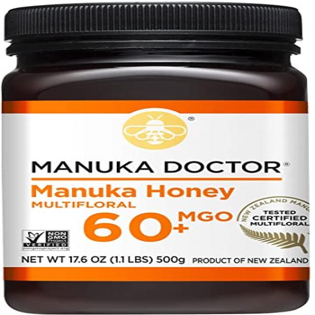 MANUKA DOCTOR - MGO 60+ 마누카 꿀 멀티플로럴 100% 순수 뉴질랜드 꿀. 인증됨. 보장하다, 1개