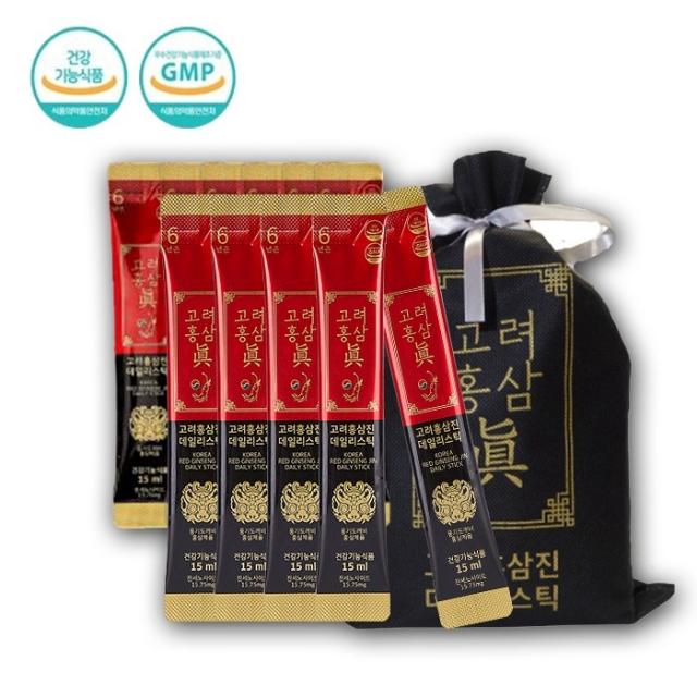 고려홍삼진 6년근 데일리스틱 진세노사이드 무려 15.75mg 더스트백 포장 / 고려홍삼 프리미엄 데일리스틱 진세노사이드 무려 25mg 고급 선물포장 진 200포+40포 더 진세노사이드 15.75mg 