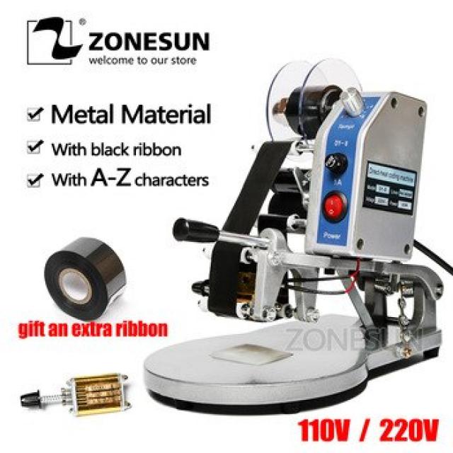 [해외] ZONESUN 수동 스탬핑 만료 날짜 코딩 프린터 열 리본 인쇄 기계 알루미늄 호일 비닐 봉투 코드 기계, 상세내용표시