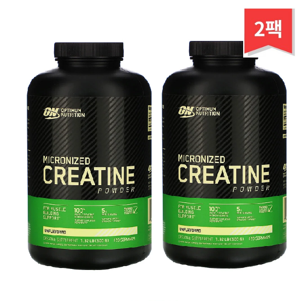 Optimum Nutrition 미분화 크레아틴 파우더 무향 1.32 lb (600 g), 2개묶음