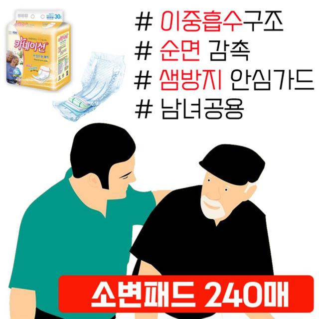 조프로21_넓은 라운드형 뽀송뽀송한 남녀공용 소변패드 240매 요실금패드 노인용품 실버기저귀 실버용품 병간호BW+8127ML, Χ옵션_카네이션 소변패드, 30매x8팩 주황색팩