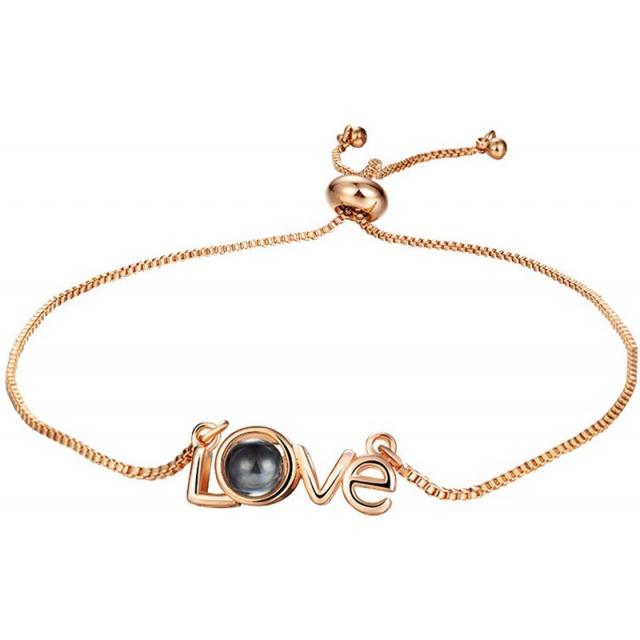 WUSUANED I Love You 100 개 언어 계획적인 사랑의 편지 Adjustable Chain Bracelet 아내를위한 사랑의