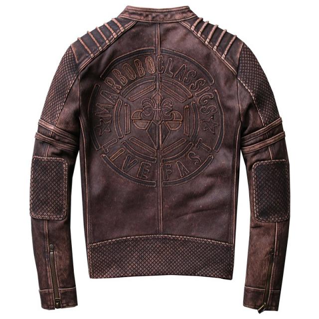 DIPYLON 남자 항공 가죽 라이더 빈티지 워싱 스크래치 헤짐 구제 소가죽 재