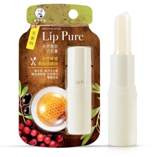 others (Mentholatum) 맨수뢰타운 천연식물 립밤-무향료4g 무색 무취 립밤 오래(4), 1개