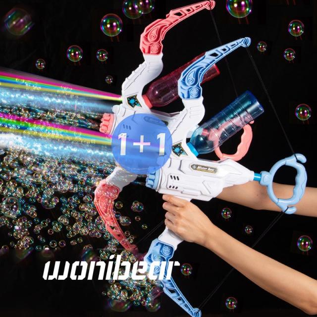 WONIBEAR 2in1 양궁 활 비눗방울 버블건 물총 워터건 장난감_01, 01-03 블루+핑크