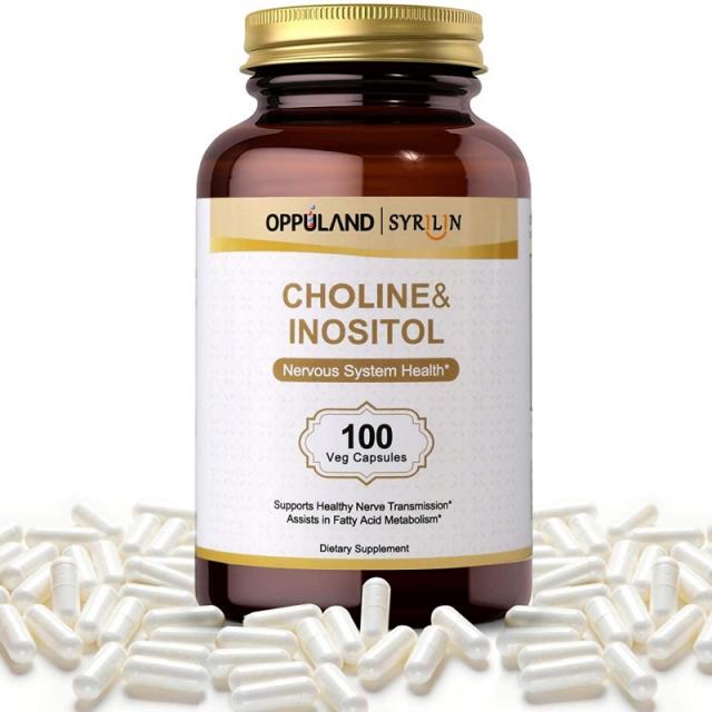 Oppuland Inositol Choline 500mg 콜레스테롤 난소 건강용 USA 보충제 PCOS 난임 M 에타볼리즘용 정기, 1