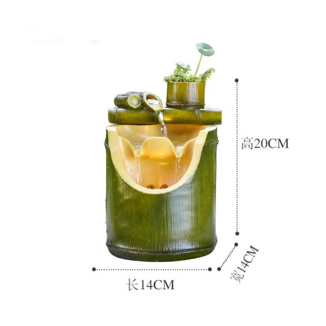 대나무led분수대 실내인테리어 바닥분수 천연가습분수대 작은연못 장식품 미니연못 실내분수대 물레방아 분수 물소리 분수기 분수대 대나무 한줄기 트럼펫 길이 너비 높이 14 14 20cm
