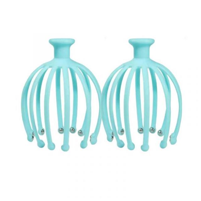 앞뒤가능 마사지건 두피가려울때 셀프마사지도구 시원한마사지 두피샴푸브러쉬 탈모에도움되는 두피각질제거하기 부모님마사지해주기 두피마사지기 문어발 공부하다사용하는 조용한 셀프로근육풀기, 단일사이즈, 멀티볼 블루2개