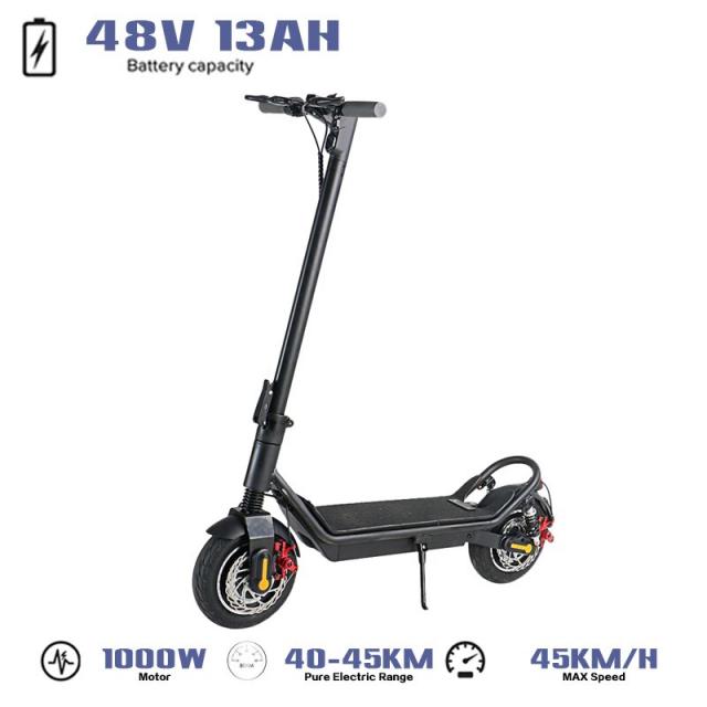 ECORIDER E4-7A 1000W 48V 16AH 성숙한 접히는 전기 스쿠터 10 인치 바퀴 기동성 단계 PATINETE ESCOOTER 스케이트보드 E 스쿠터, 1000W 48V 13AH|스페인