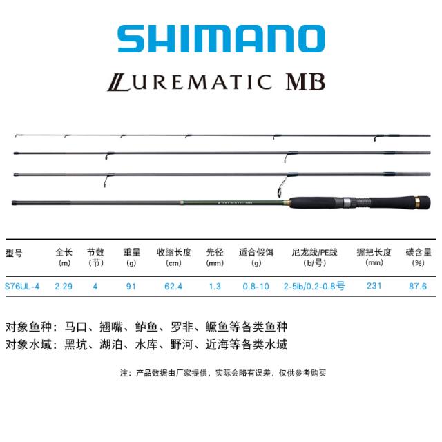 루어 SHIMANO 히마노 LUREMATIC 곧은자루 총 미물 넙치 원투 입이 딱 벌어지다 농어낚시대 611334031, S76UL-4 사절 (곧은자루 2.