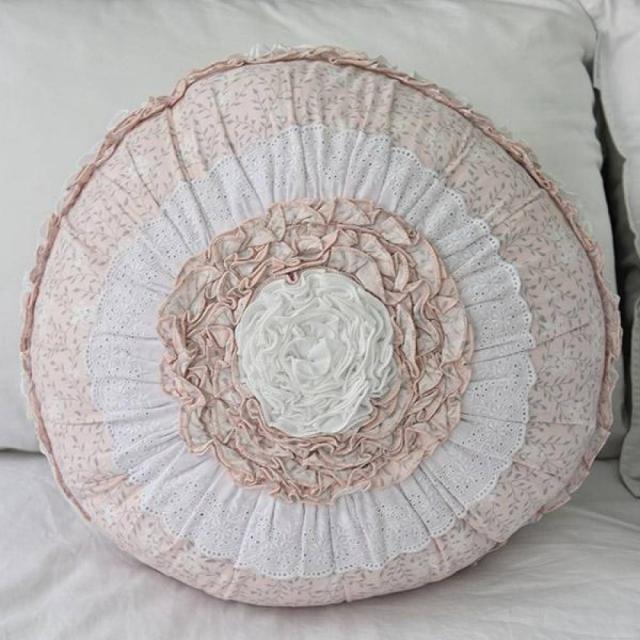 겨울맞이쿠션 봄매트 프릴펀 원쿠션 폭신폭신쿠션, 핑크