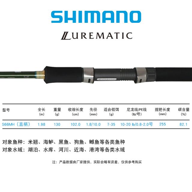 루어 SHIMANO 히마노 LUREMATIC 곧은자루 총 미물 넙치 원투 입이 딱 벌어지다 농어낚시대 611334031, S66MH (곧은자루 1. 98메터