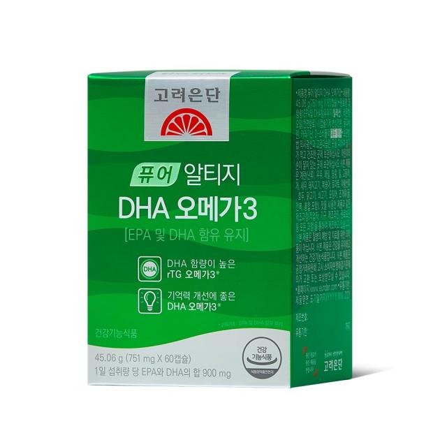 고려은단 퓨어 알티지 DHA 오메가3 60캡슐 식물성캡슐