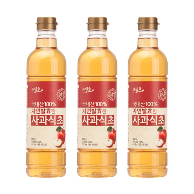 생생초 자연발효한 사과식초 800ml 3개