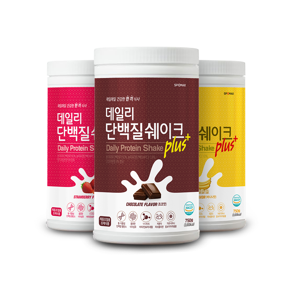 스포맥스 데일리 단백질쉐이크 플러스 다이어트프로틴 3가지맛 2종, 1개, (신제품)데일리플러스 초코맛 750g