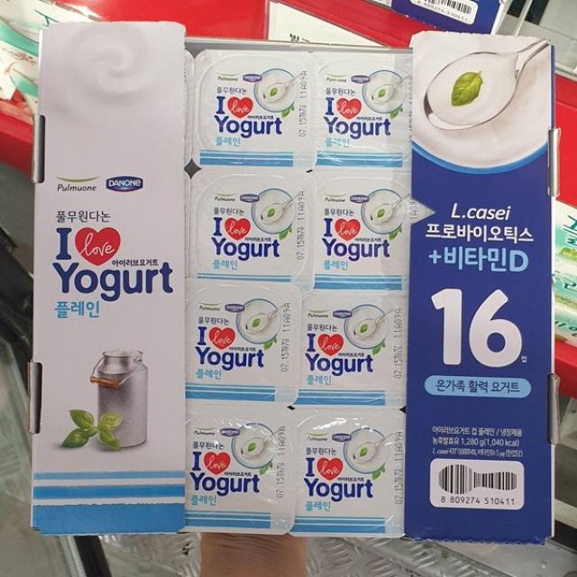 풀무원 다논 아이러브 요거트 플레인 80g x 16개입, 아이스팩포장