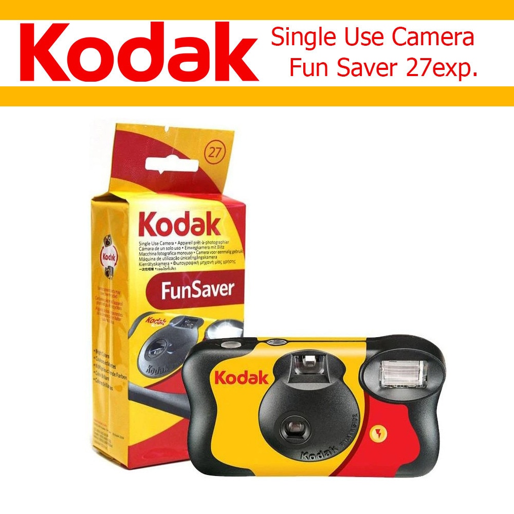 Kodak 27 Photos Fun Saver 단일 사용 일회용 필름 카메라 ISO800 수동 전원 플래시 (만료 날짜 2022 05)|필름|, 1개