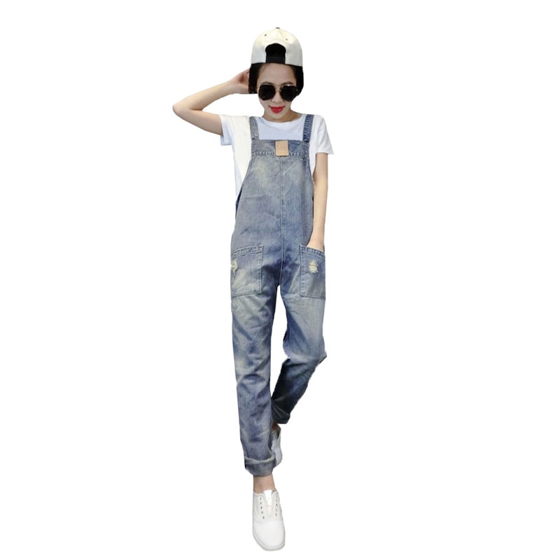 2019 New Fashion Denim 점프슈트 Women 목동의 Romper 긴 Pants 진 Demin Skinny 전체 사진 Suspender 암 Catsuit YH122