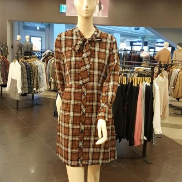 [엔터식스]로엠 타이넥 체크 캐주얼 원피스(Green)Rmow84vgq1