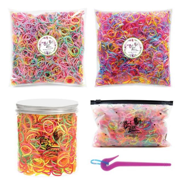 이쁨달다 킨더쥬쥬 대용량머리끈+이지컷 유아동 고무줄 5종세트 400g