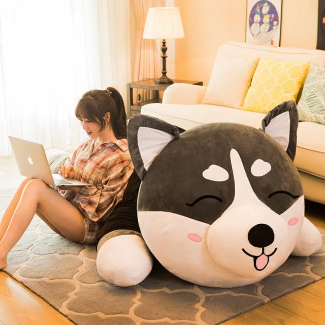 Shibainu 인형 시바견 인형 대형 베개 부드러운 선물 허스키 인형 작은 요정 귀엽다 + 80cm 곰을 보내려면 장바구니에 담기 + 축하 카드 + 선물 상자 Cm