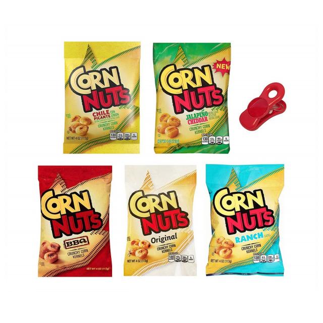 Corn Nuts Variety Pack 콘넛츠 버라이어티 BBQ 랜치 델라피뇨 체다 맛 4Oz 5개입, 1개