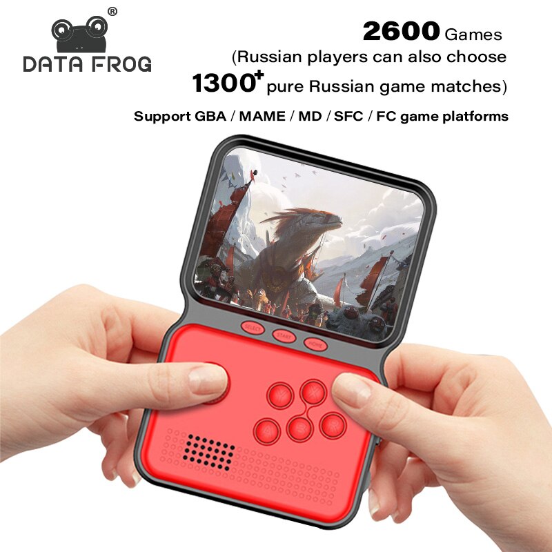 데이터 개구리 핸드 헬드 비디오 게임 콘솔 내장 2600 게임 Acrade Retro Game Console GBA/MAME 용 TV 출력 저장/다운로드 지원|휴대용 게임 플레, 1개, China, Red 16G add 8G(RU)