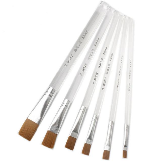 아이베시 물 분필 나일론 머리 수채화 브러쉬 스터드 플랫 헤드 프로필렌 브러시 스트로크 번호 비스 그림, 6개