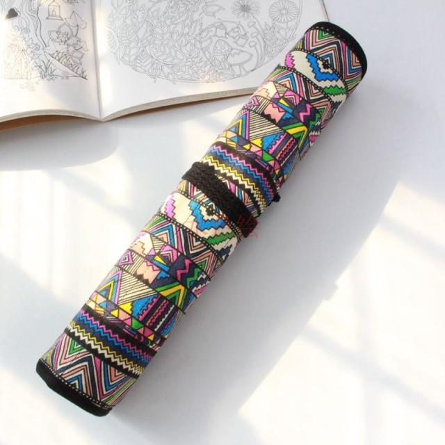 페인트 브러시 연필 가방 롤 두꺼운 캔버스 랩 파우치 20 홀더 케이스 주최자 파우치 브러쉬에 대한 완벽한 스토리지 메이크업, 국민적인 문체