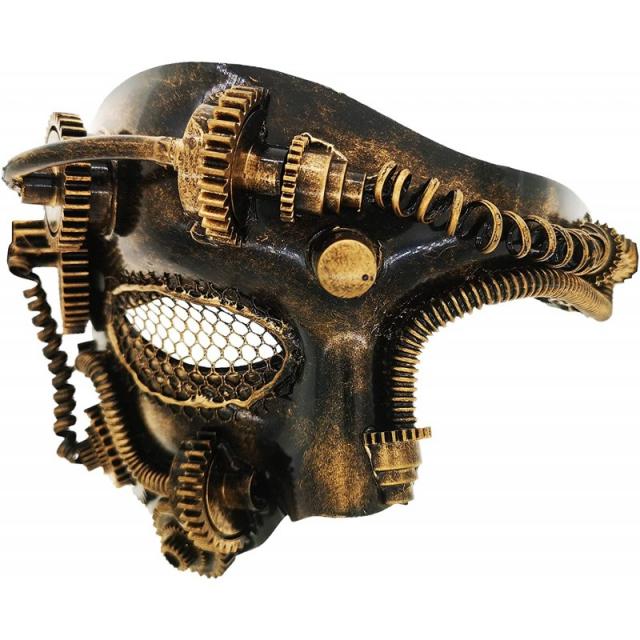 가장 무도회 금을위한 포도 수확 증기 펑크 메시 눈 기계적인 남자 베네치아 가면, 1