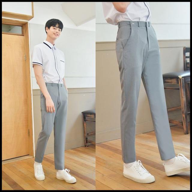 하복 허리조절 스판 연그레이 교복바지 남자 교복 교복쇼핑몰 zvyo