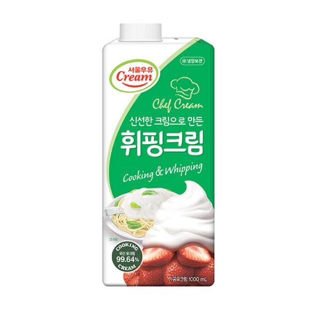 서울우유 동물성 휘핑크림 1000mL x 2개 