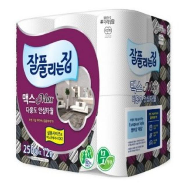 잘풀리는집 맥스 다용도 키친타올 250매, 12개입, 1개