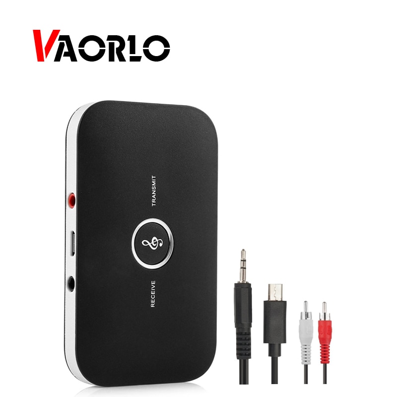 VAORLO Bluetooth 송신기 수신기 무선 Audio Adapter 대 한 헤드폰 2built-TV 3.5 미리메터 Bluetooth Music 수신기 송신자, 블루투스 v4.0, Black