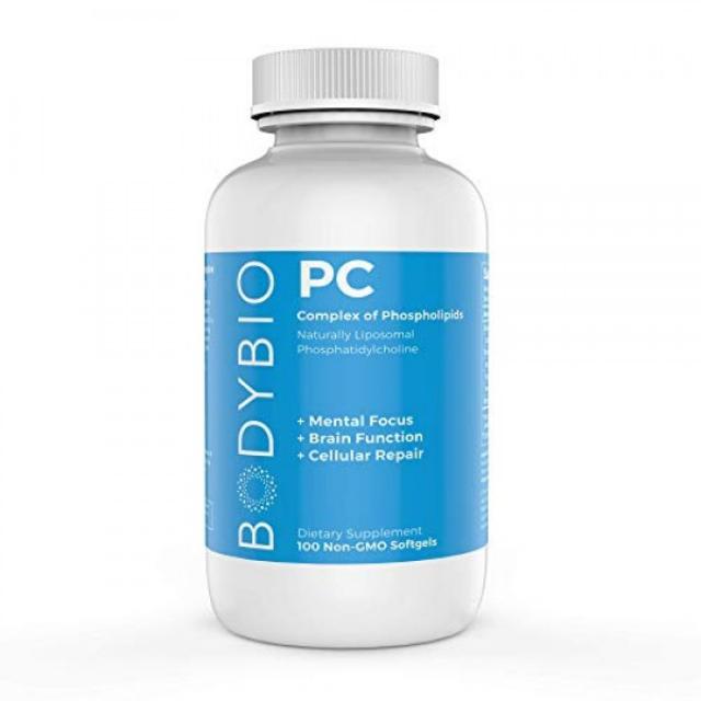 BodyBio-PC 포스파티딜콜린 인지질 복합물 - 뇌의 건강을위한 생체 이용률의 향상 - 뇌 기능 초점 기억력 명확성 향상 -100 소