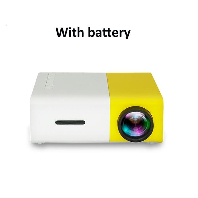 YG300 영사기 320x240Pixels 600Lumens проектор 영사기 스크린 80inch는 영사기 렌즈 3.5mm 오디, 02 Yellow with battery