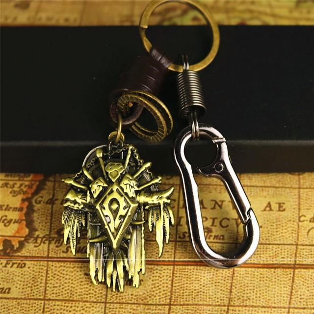 엠블럼 2차원 마수 세계 게임 주변 자동차 열쇠고리 걸이식 부락 연맹 휘장 소가죽 커플용품, T09-브론즈 부락 진피 밧줄+허리버클(선물포장)