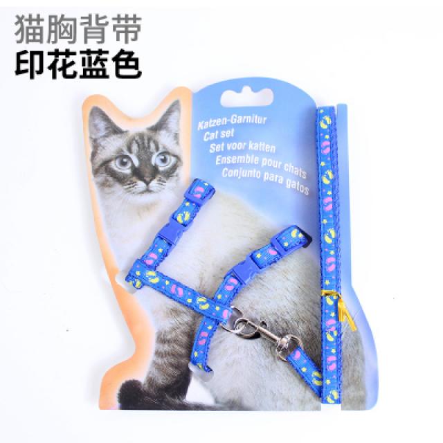 폰영 고양이 끈끈이 줄 뺑줄 애완동물 가슴 스트랩 산책 성 체인 방탈 견인용 끈, 블루 무늬프린트 왕족블루, 균일 312근조절가능