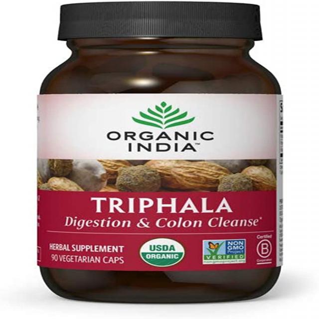 Organic India Triphala Herbal Supplement- 및 결장 지원 체계 지원 Adaptogen 소 밀도 비건 글, 단일상품, 단일상품