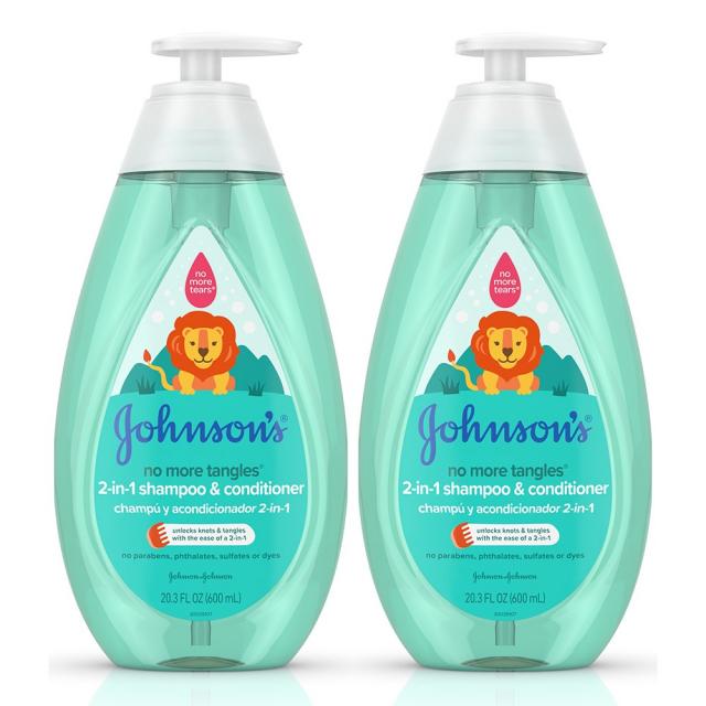 Johnson's 존슨즈 키즈 노 모어 탱클스 샴푸 앤 컨디셔너 Kids No More Tangles Shampoo and Conditioner 20.3oz(600ml) 2팩, 1box