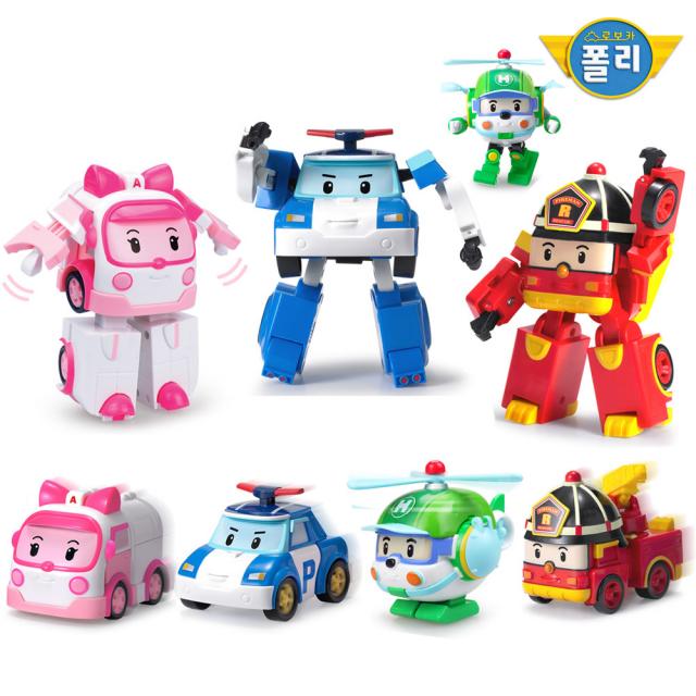 [핸드크림증정] [ROI TOYS] 로보카폴리 변신로봇 4종세트(폴리 로이 엠버 헬리 4인치)