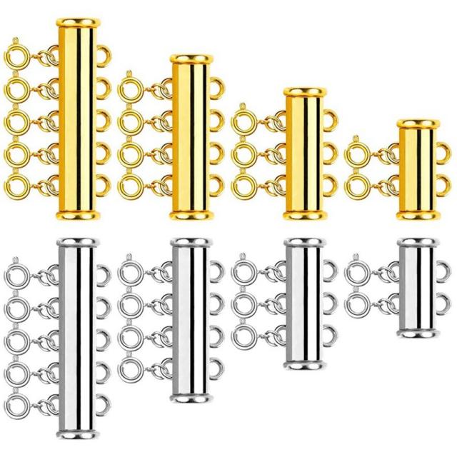 8 개 조각 4 크기는 걸쇠 잠금 목걸이 커넥터 목걸이 사이더 걸쇠 계층 계층 팔찌 목걸이의 보석 공예 멀티 가닥 슬라이드 튜브 걸쇠를 밀어, 보여진 바와 같이, 하나