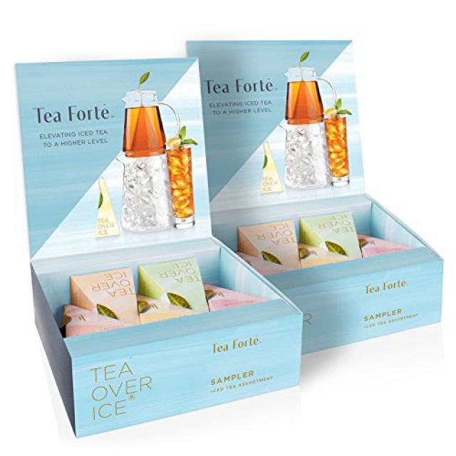 차 포트 홍차 녹차 허브 티 화이트 티 5 팩 박스 (2 개 팩) Tea Forte TEA OVER ICE Sampler Pitcher-Size Iced Tea Infu, 1set