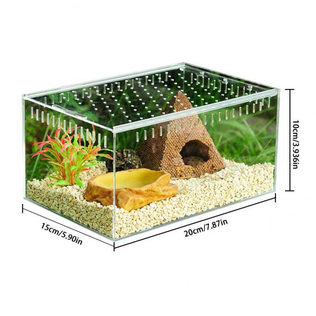 투명 파충류 상자 조립 된 파충류 테라리움 내구성 투명 아크릴 냉혈 동물 상자 애완 동물 곤충 용품, (200000195)M개