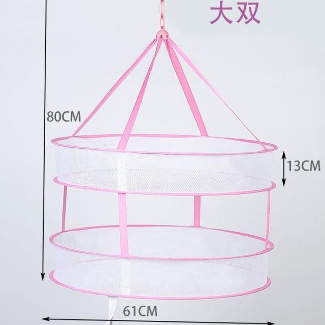 니트를 말리다 캐시미어스웨터 의 건조 옷걸이 평평한 방지변형 스웨터를 걸다 양말 그물망 가정용 접이식 옷 바구니, T18-61 2단 둘러싸다 유럽식 핑크, 기본