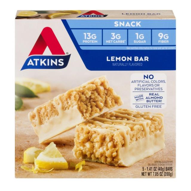 Atkins 앳킨스 레몬 바 키토 프렌들리 Gluten Free Lemon Bar Keto Friendly 5bars 7.05oz(200g) 4팩, 1개