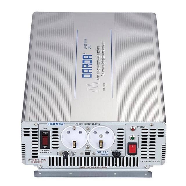 DARDA 차량용 순수 정현파 인버터 DK1220 배터리 DC 12V 2000W 2kw 다르다 피앤케이하이테크 국산정품 자동차용 2k 안전인증