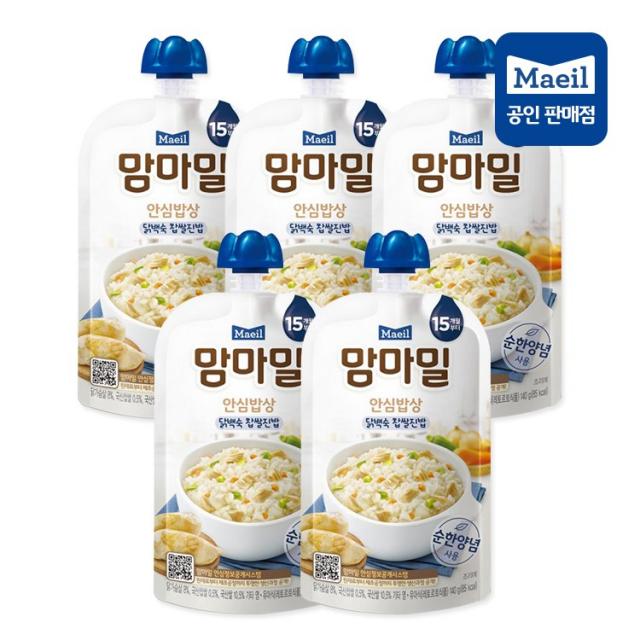 매일유업 맘마밀 안심밥상 닭백숙 찹쌀진밥(140g) x 5팩 (15개월부터~)