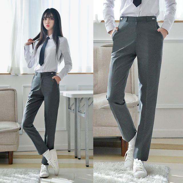 허리조절 스판 그레이 교복바지 여자 남자슬랙스 남자정장바지 남자교복바지
